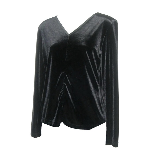 Vintage 90's Gantos Blouse Black Crushed Velvet Goth Gothic Grunge egirl ALT y2k - Picture 3 of 9